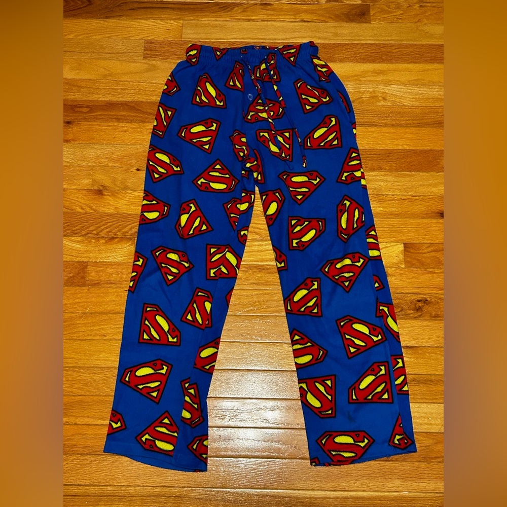small fleece superman pajama bottoms